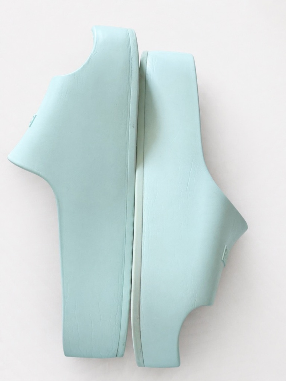 Authentic BALENCIAGA Pool Rubber Womens Chunky Slide Logo Sandals 40 Green Aqua - Picture 10 of 12